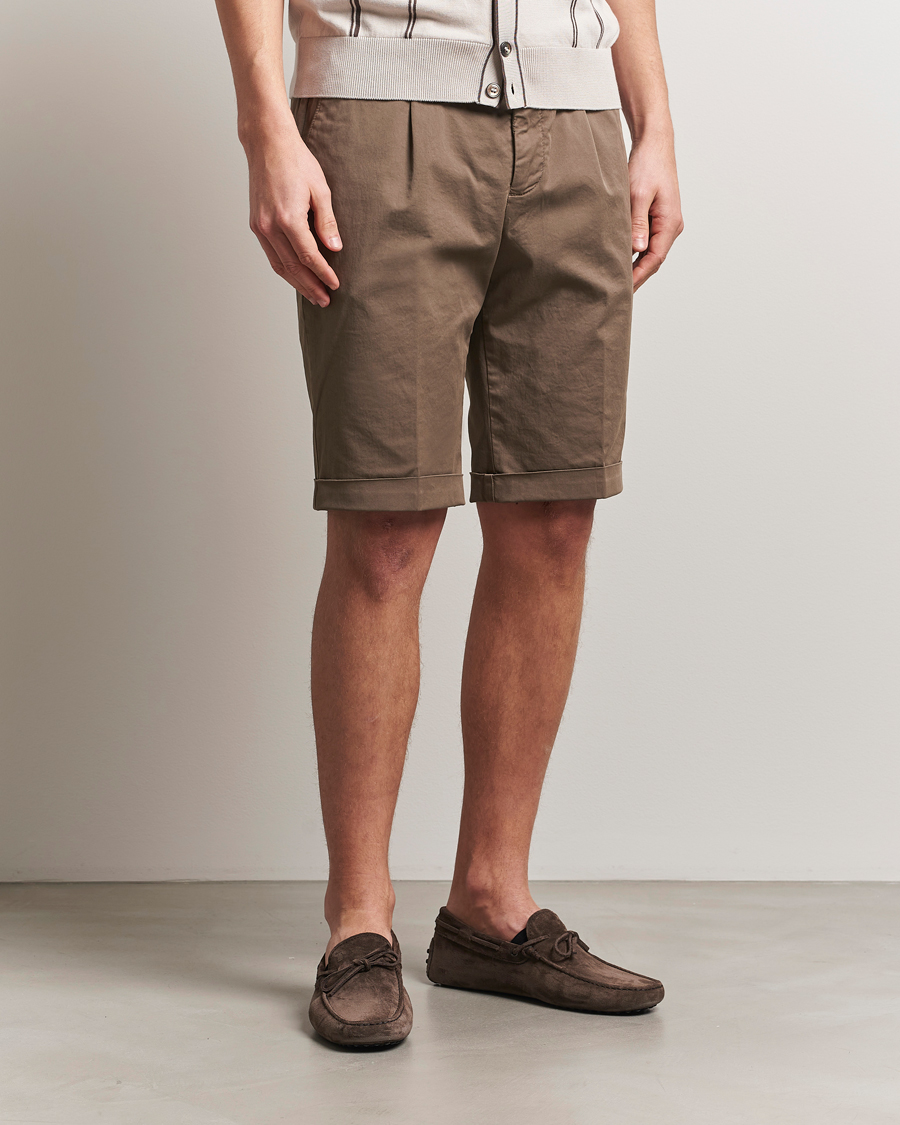Men | Shorts | Briglia 1949 | Pleated Cotton Shorts Brown