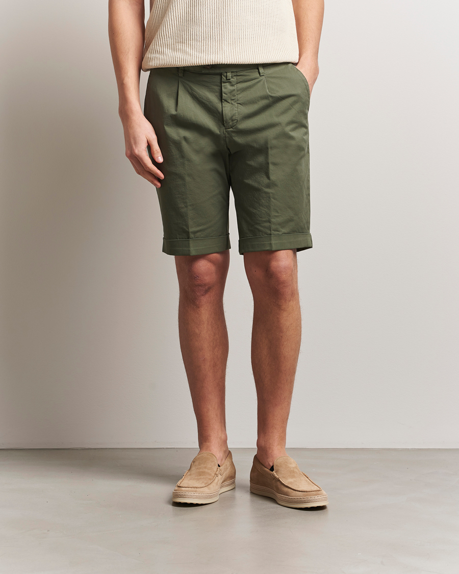 Men | Shorts | Briglia 1949 | Pleated Cotton Shorts Olive