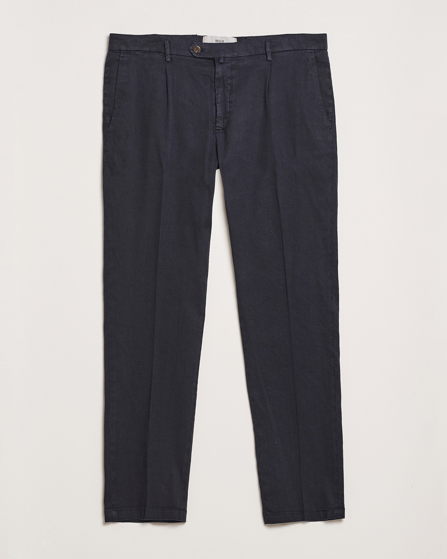 Men | Trousers | Briglia 1949 | Pleated Linen Trousers Navy