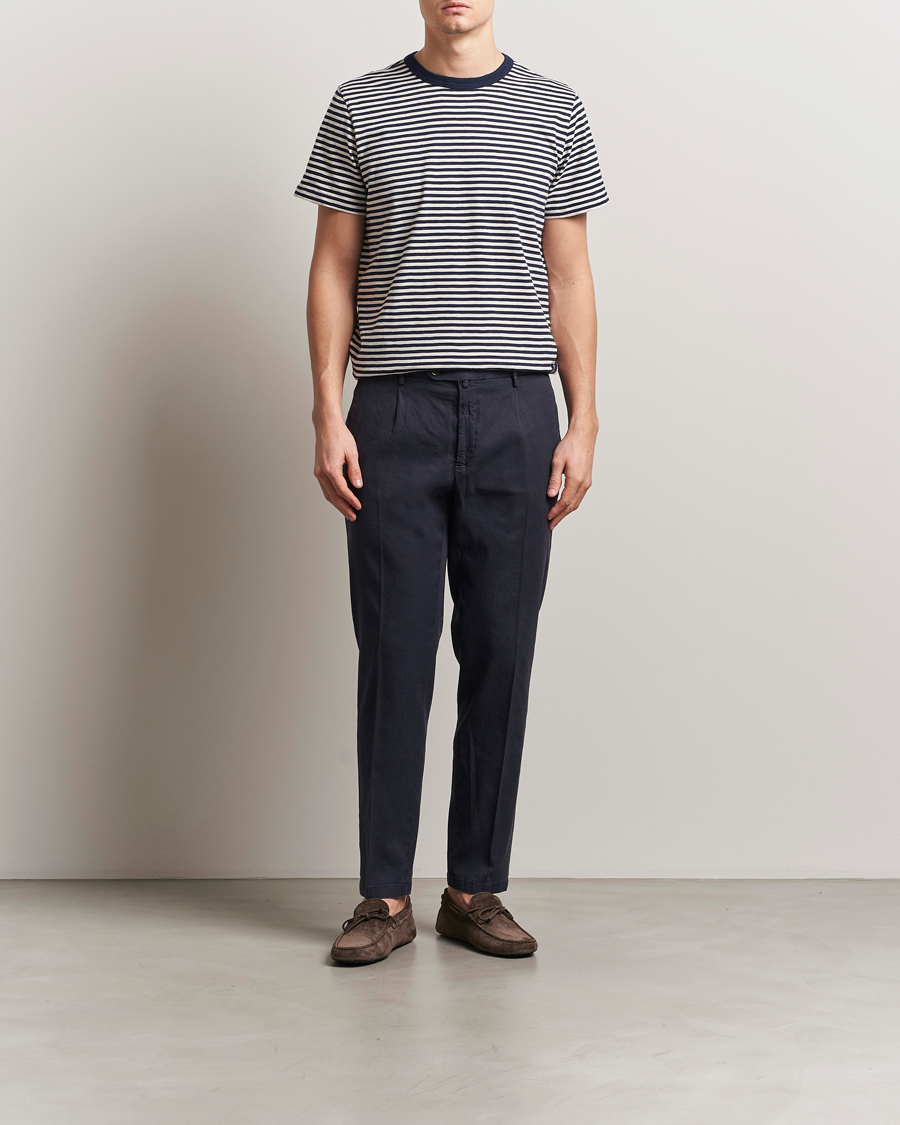 Men | Trousers | Briglia 1949 | Pleated Linen Trousers Navy