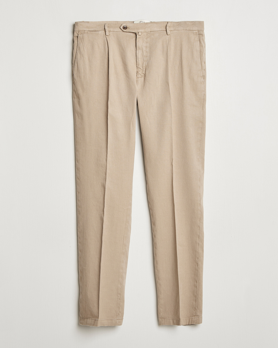 Men | Trousers | Briglia 1949 | Pleated Linen Trousers Taupe