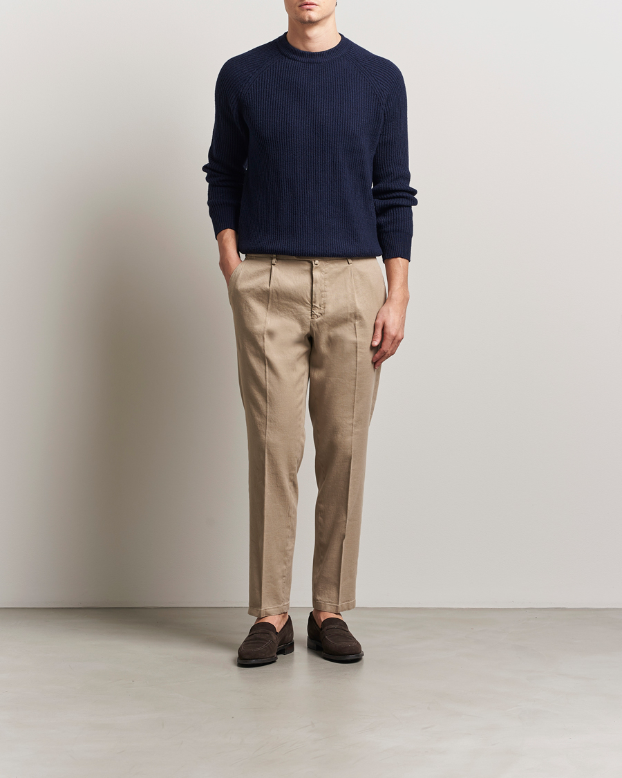 Men | Trousers | Briglia 1949 | Pleated Linen Trousers Taupe