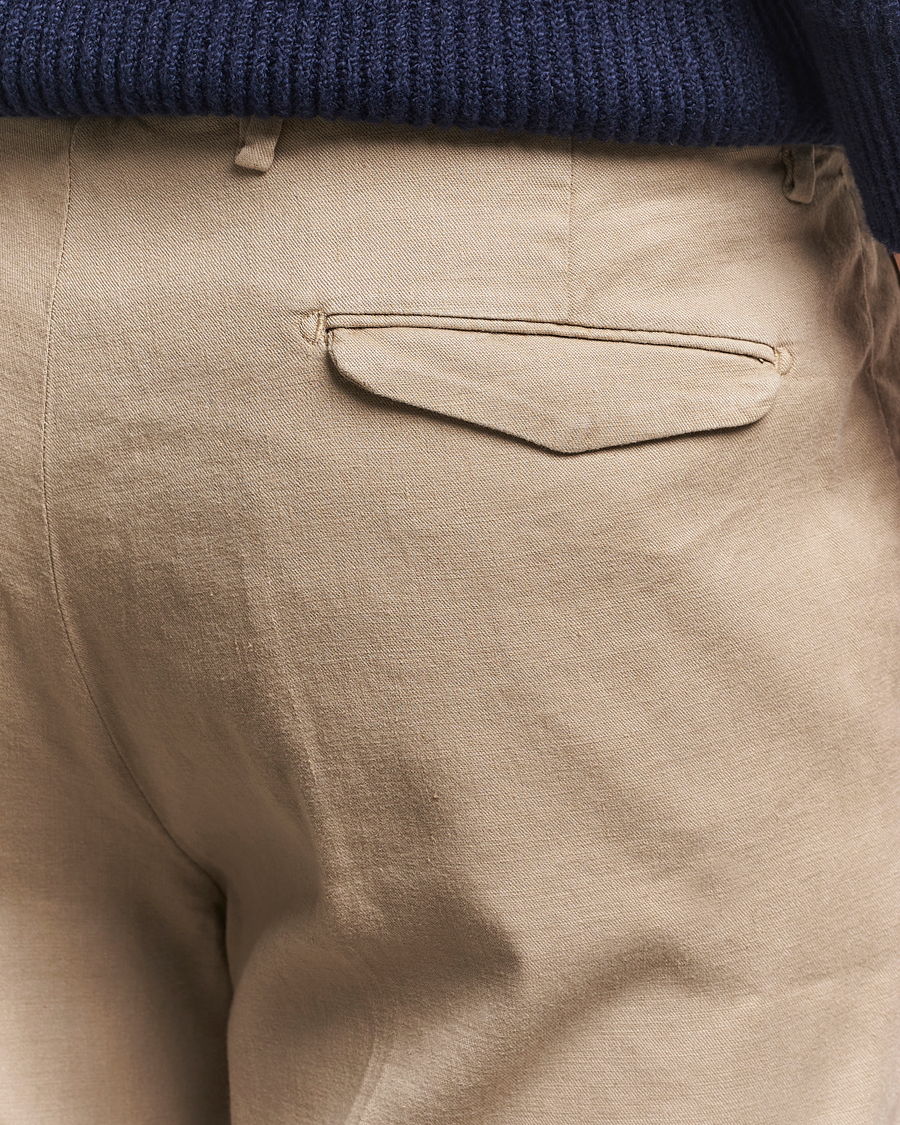 Men | Trousers | Briglia 1949 | Pleated Linen Trousers Taupe