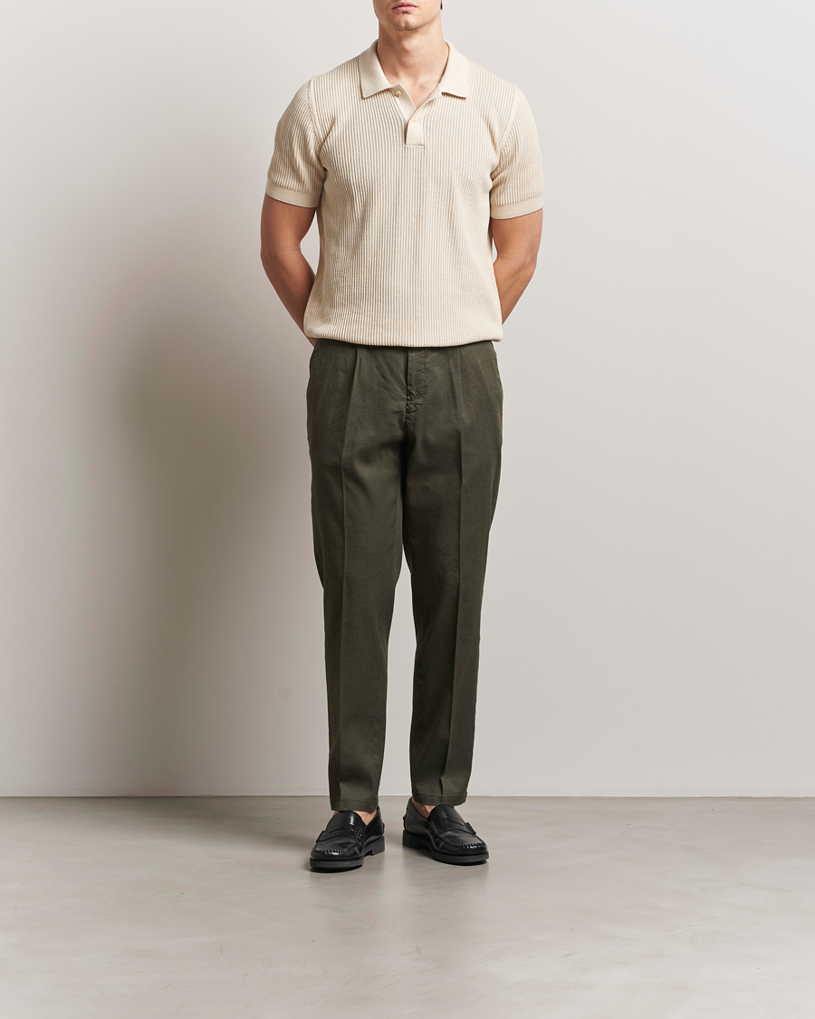 Men | Trousers | Briglia 1949 | Pleated Linen Trousers Olive