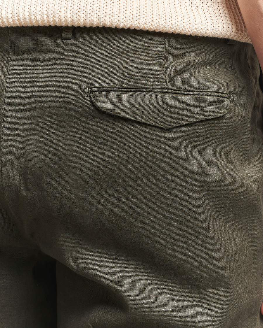 Men | Trousers | Briglia 1949 | Pleated Linen Trousers Olive