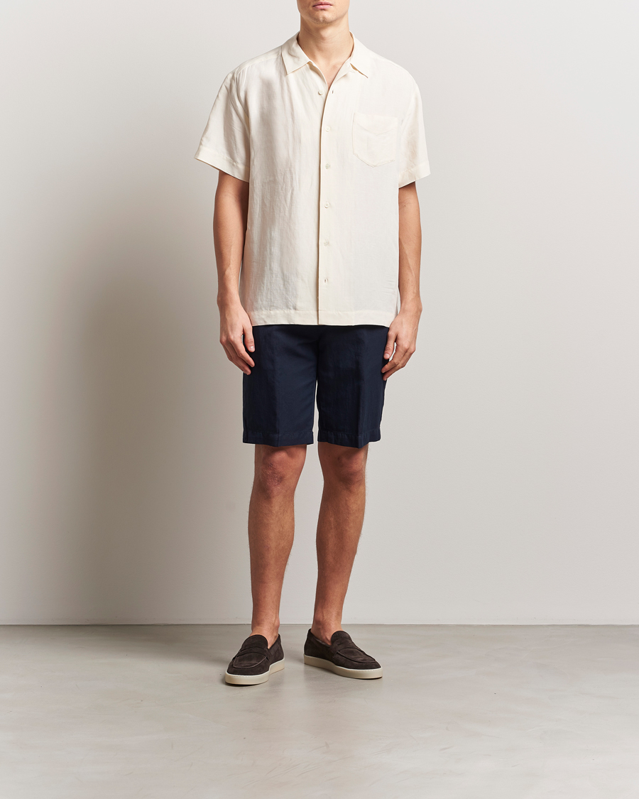 Men | Shorts | Briglia 1949 | Linen/Cotton Drawstring Shorts Navy