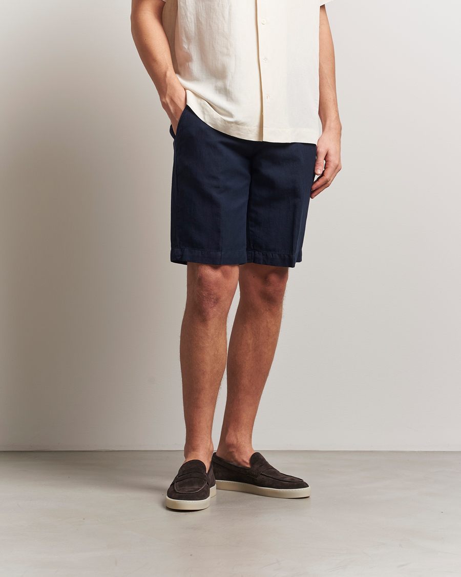 Men | Shorts | Briglia 1949 | Linen/Cotton Drawstring Shorts Navy