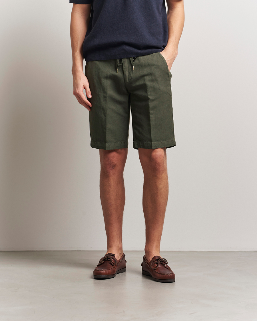 Men | Shorts | Briglia 1949 | Linen/Cotton Drawstring Shorts Olive