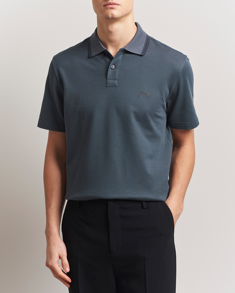 Men | Polo Shirts | Brioni | Short Sleeve Cotton Piquet Polo Green