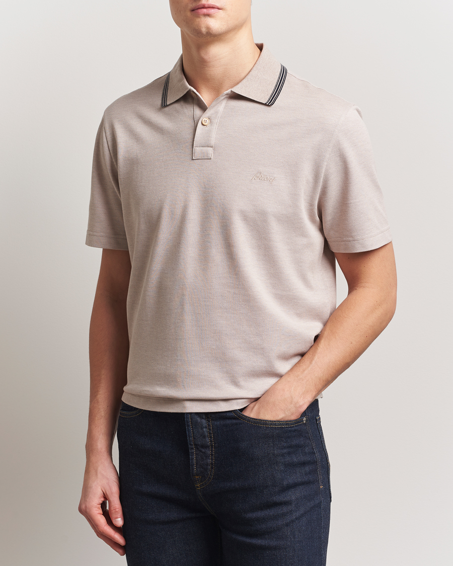 Men | Polo Shirts | Brioni | Short Sleeve Cotton Piquet Polo Beige