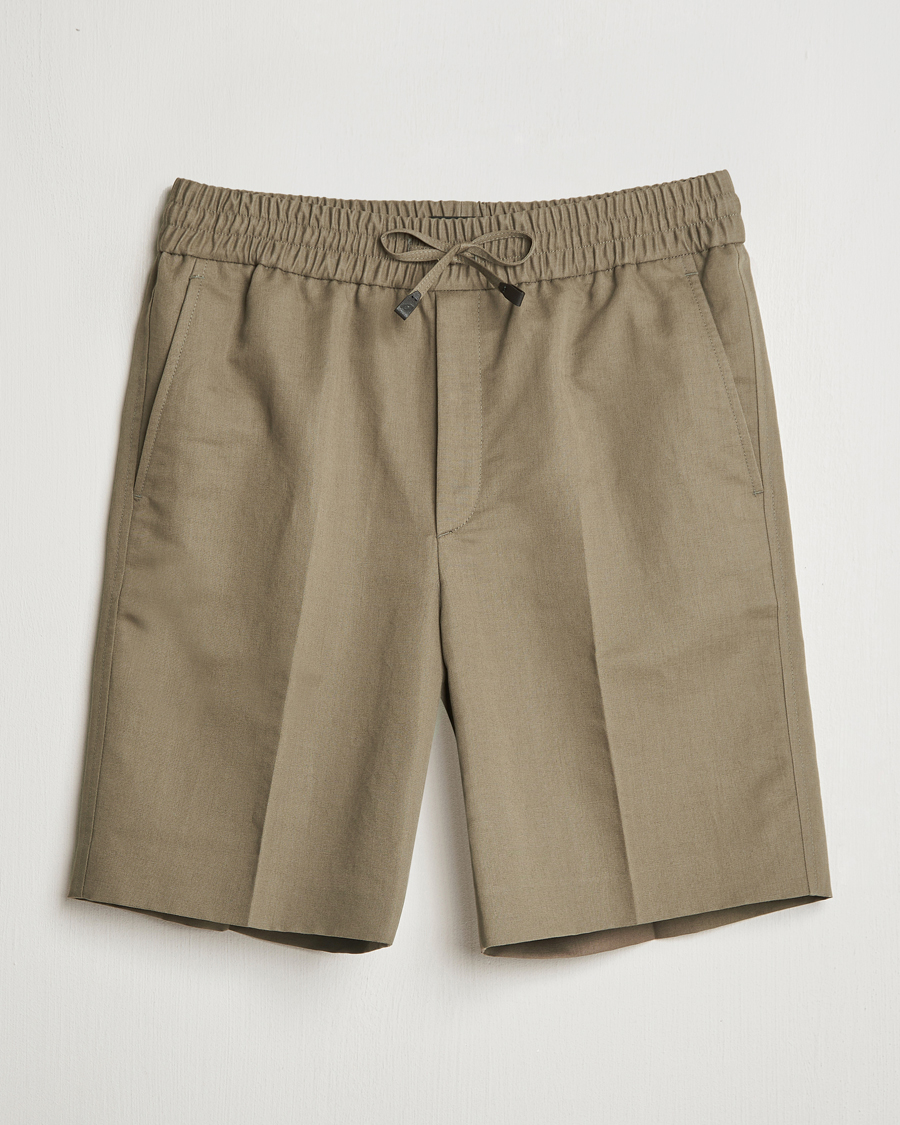 Men | Shorts | Brioni | Cotton/Linen Drawstring Shorts Military