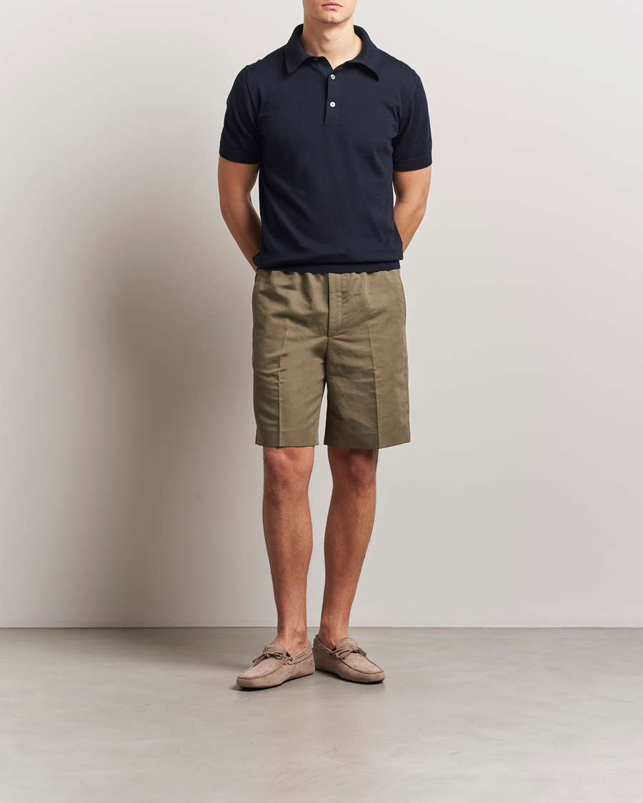 Men | Shorts | Brioni | Cotton/Linen Drawstring Shorts Military