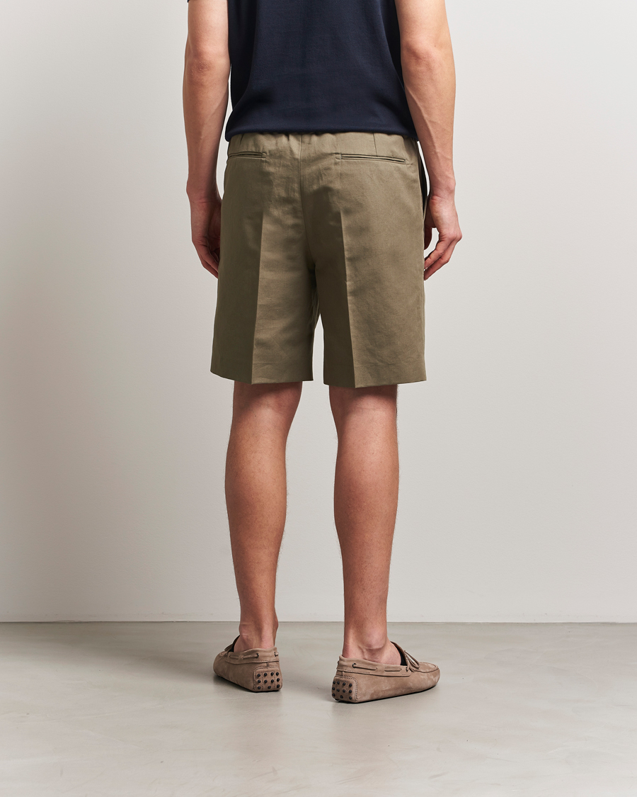 Men | Shorts | Brioni | Cotton/Linen Drawstring Shorts Military