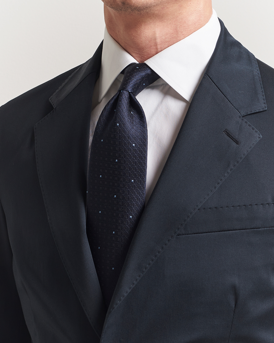 Men | Ties | Brioni | Jacquard Silk Tie Navy