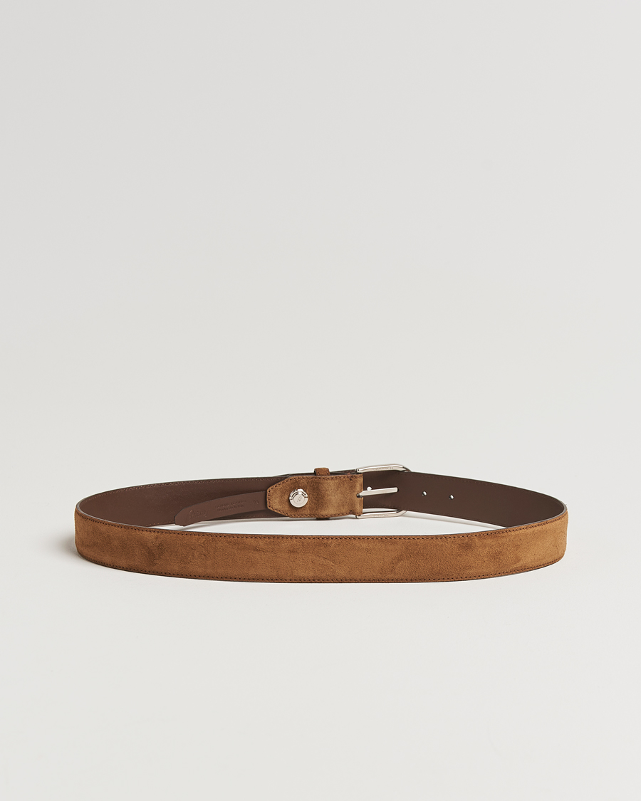 Men | Belts | Brioni | Rounded Buckle Belt Brown Suede
