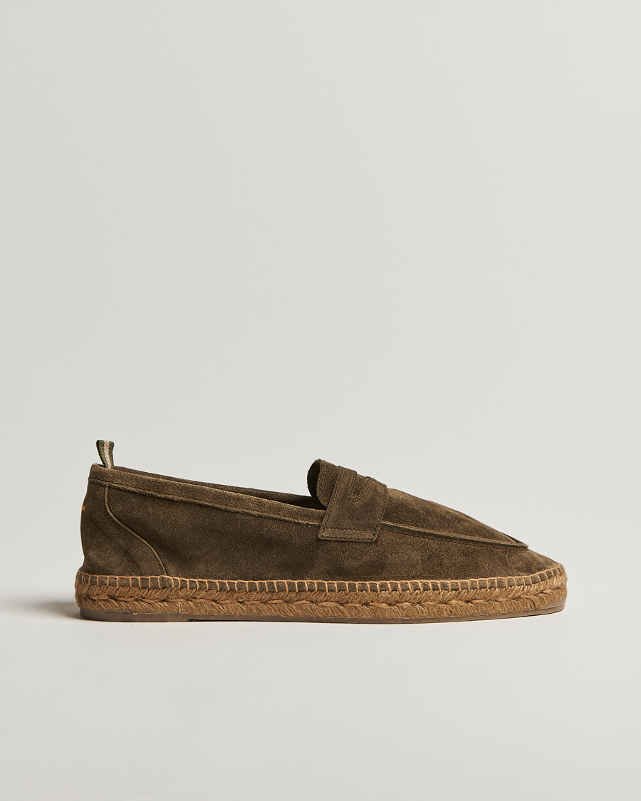 Men | Espadrilles | Castañer | Nacho Casual Suede Loafers Verde Bosque