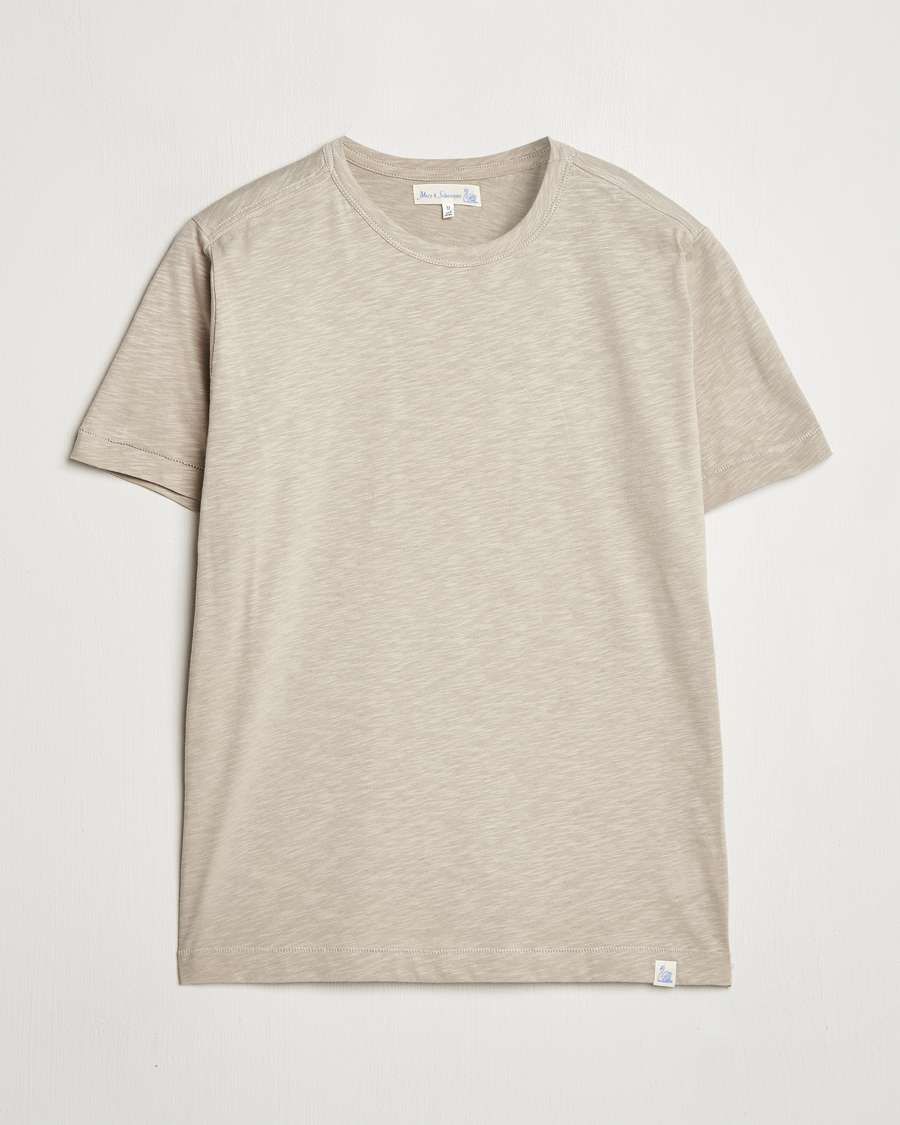 Men | T-Shirts | Merz b. Schwanen | Organic Pima Cotton Slub Crew Neck T-Shirt Greige