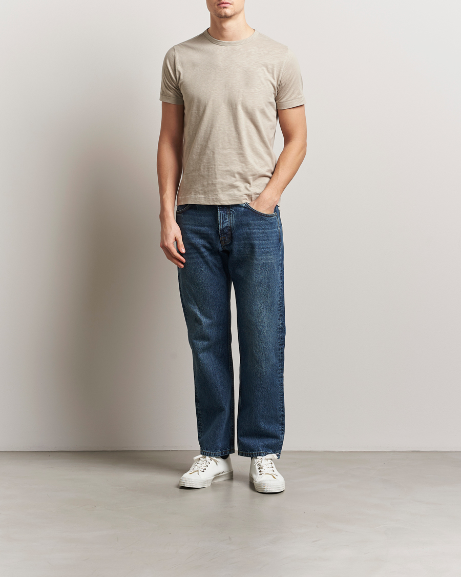 Men | T-Shirts | Merz b. Schwanen | Organic Pima Cotton Slub Crew Neck T-Shirt Greige