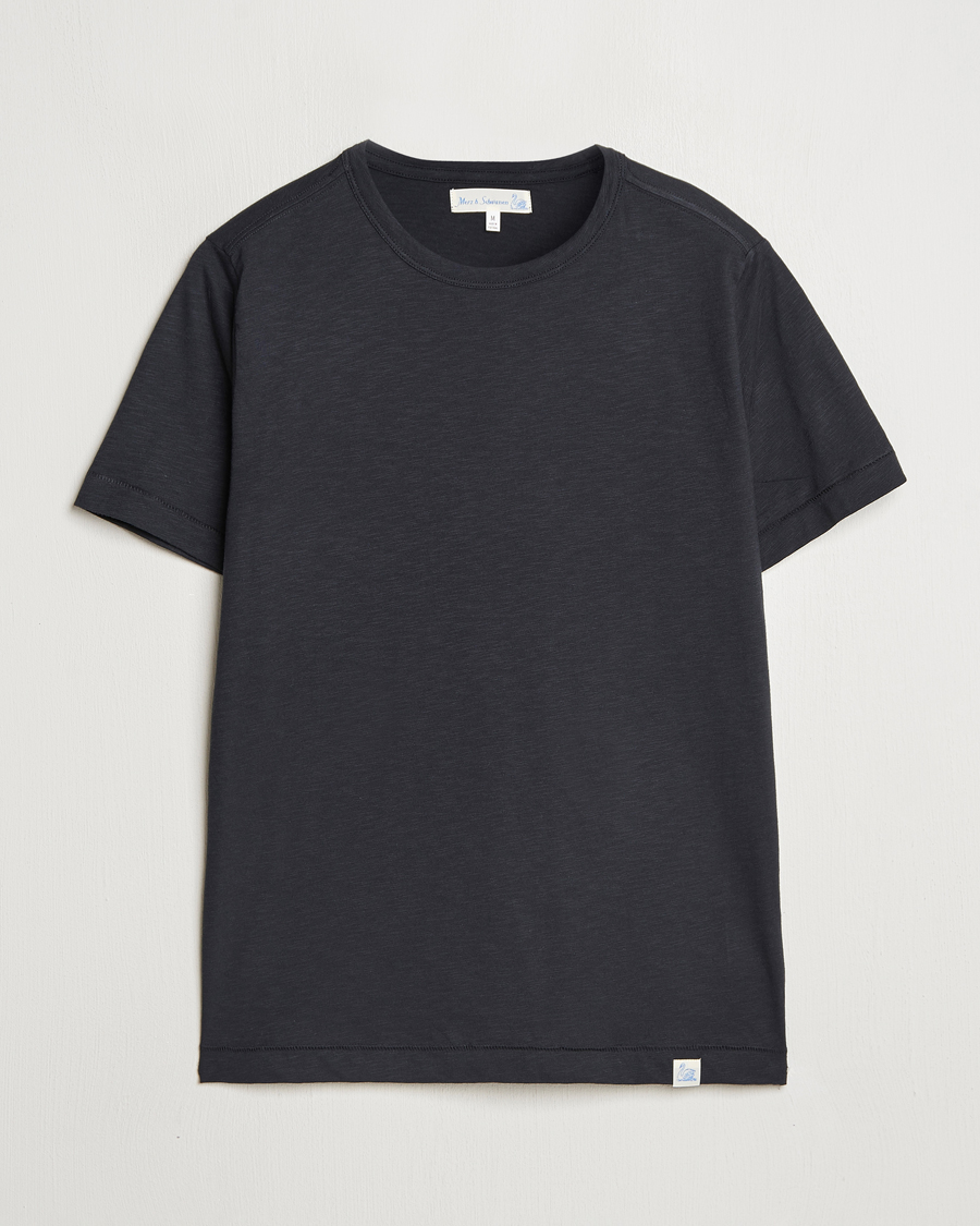 Men | T-Shirts | Merz b. Schwanen | Organic Pima Cotton Slub Crew Neck T-Shirt Black