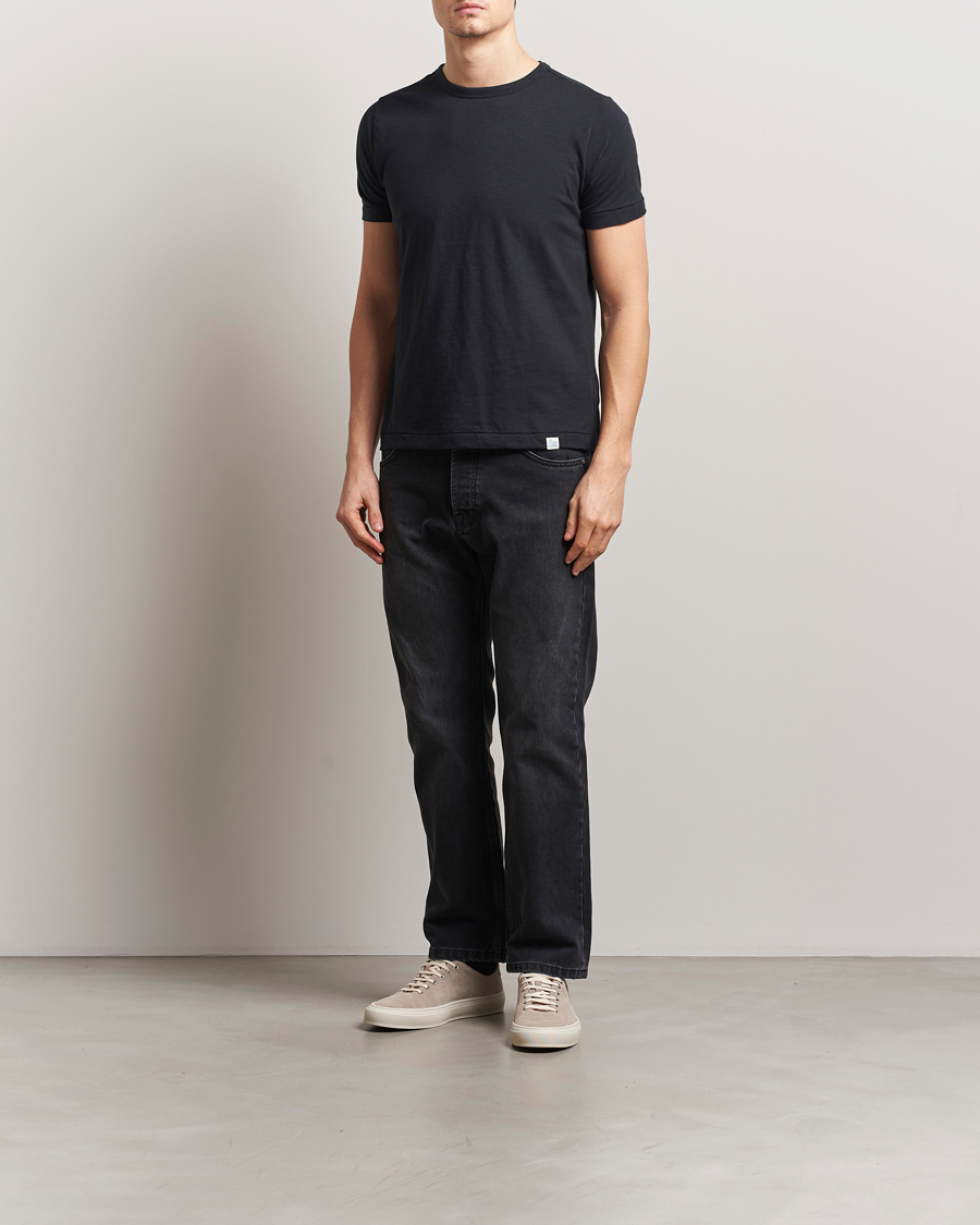 Men | T-Shirts | Merz b. Schwanen | Organic Pima Cotton Slub Crew Neck T-Shirt Black