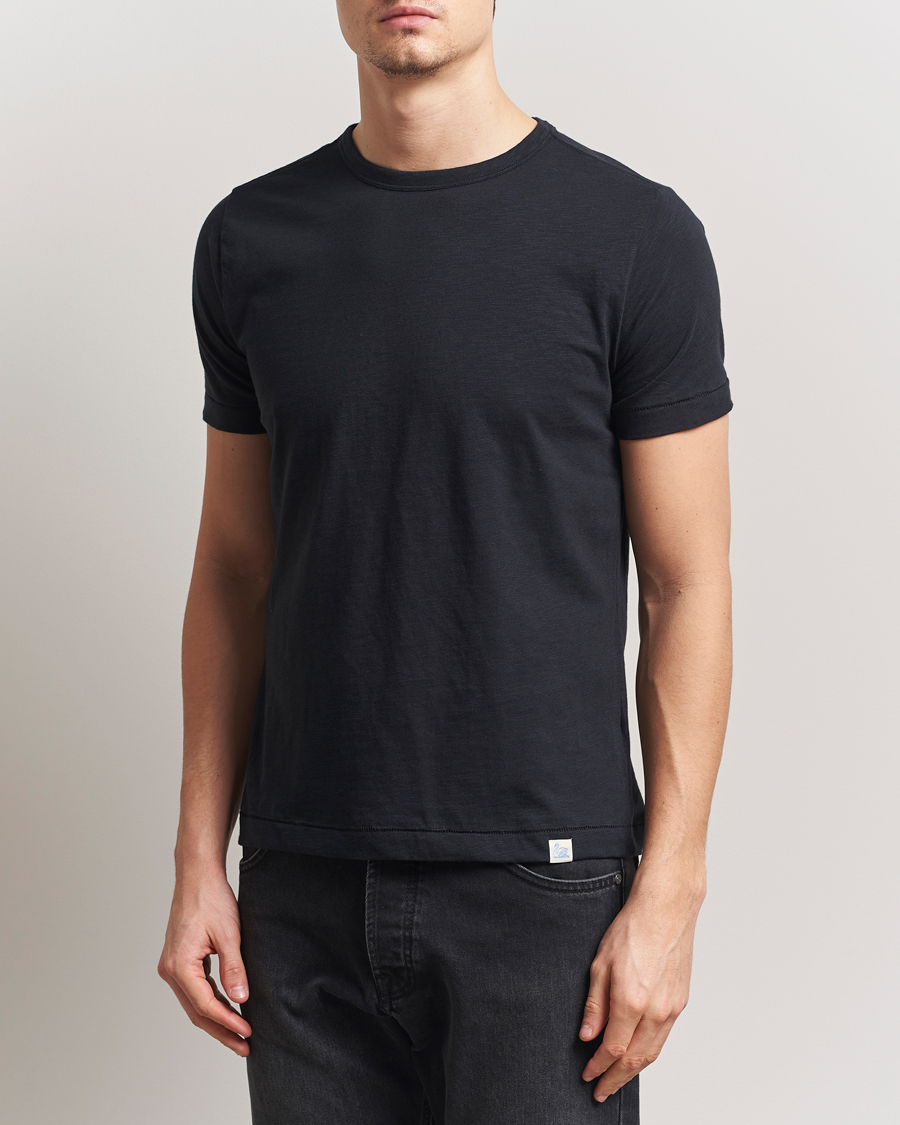 Men | T-Shirts | Merz b. Schwanen | Organic Pima Cotton Slub Crew Neck T-Shirt Black