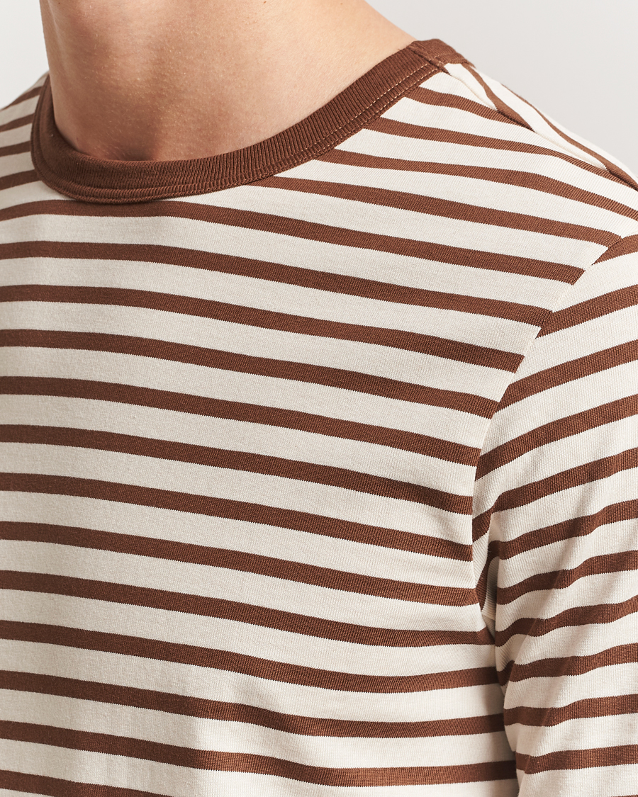 Men | T-Shirts | Merz b. Schwanen | Relaxed Fit Striped Sturdy T-Shirt Nut/Nature