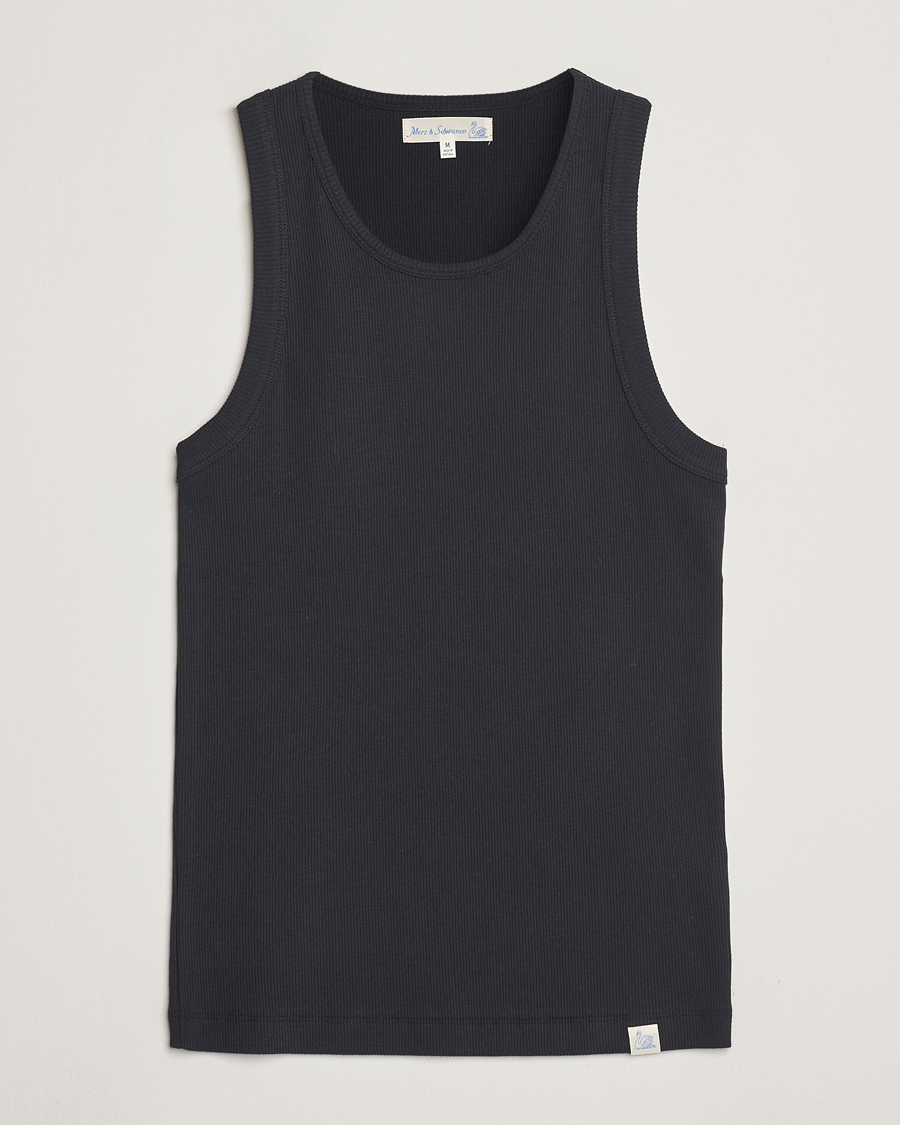 Men | T-Shirts | Merz b. Schwanen | Ribbed Tank Top Charcoal