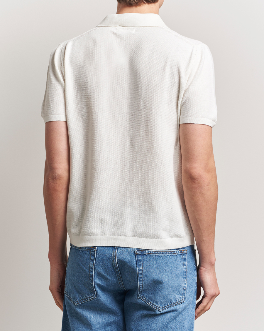 Men | Polo Shirts | Merz b. Schwanen | Relaxed Fit Knitted Polo White
