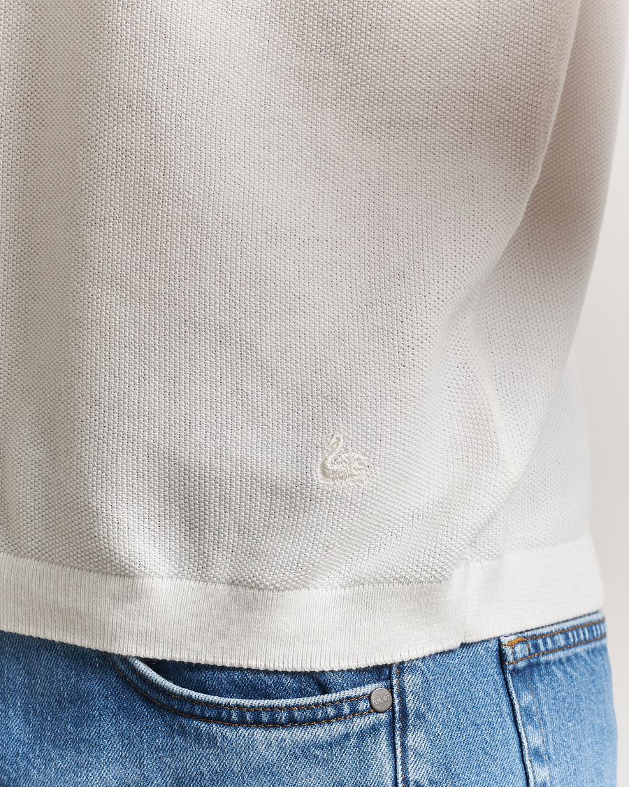 Men | Polo Shirts | Merz b. Schwanen | Relaxed Fit Knitted Polo White
