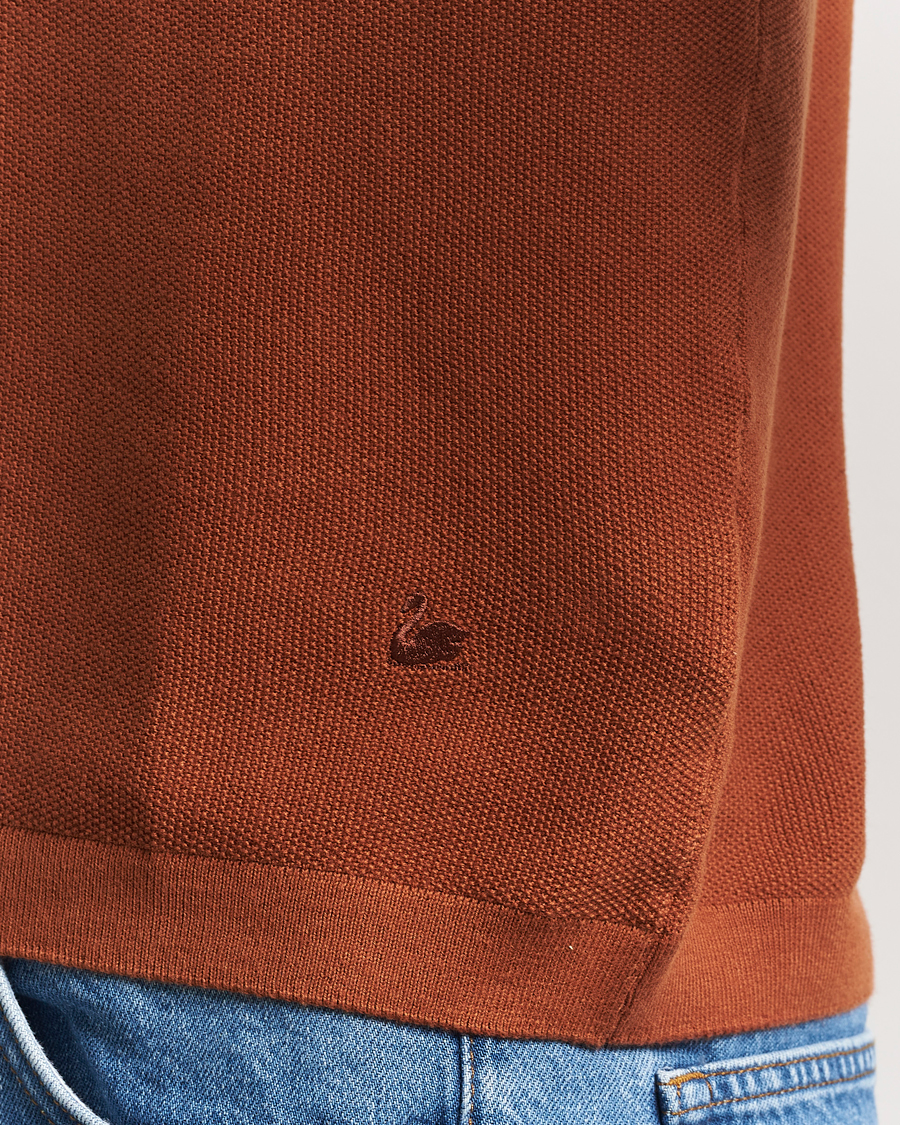 Men | Polo Shirts | Merz b. Schwanen | Relaxed Fit Knitted Polo Caramel