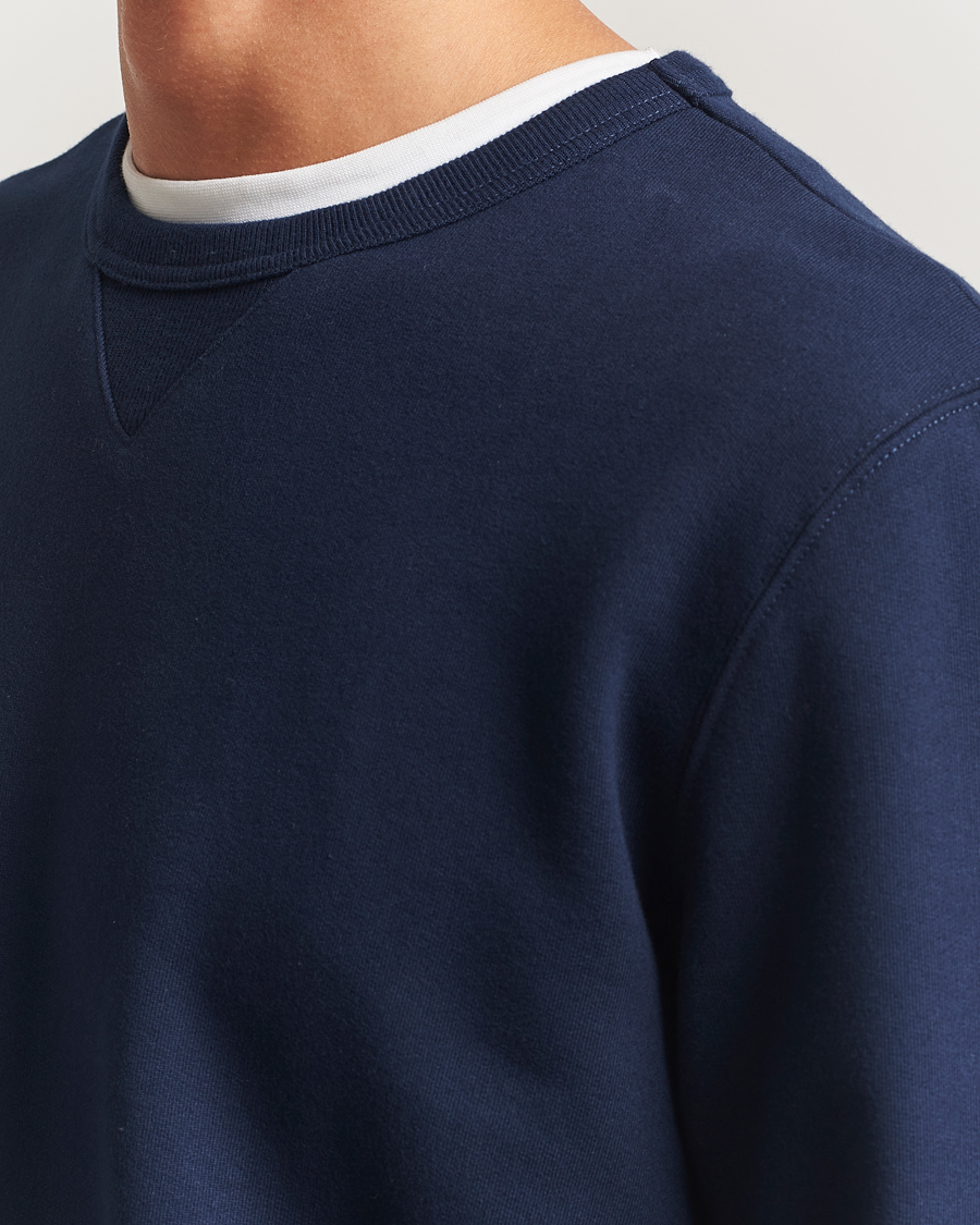 Men | Sweaters & Knitwear | Merz b. Schwanen | Sturdy Loopback Fleece Sweatshirt Ink Blue