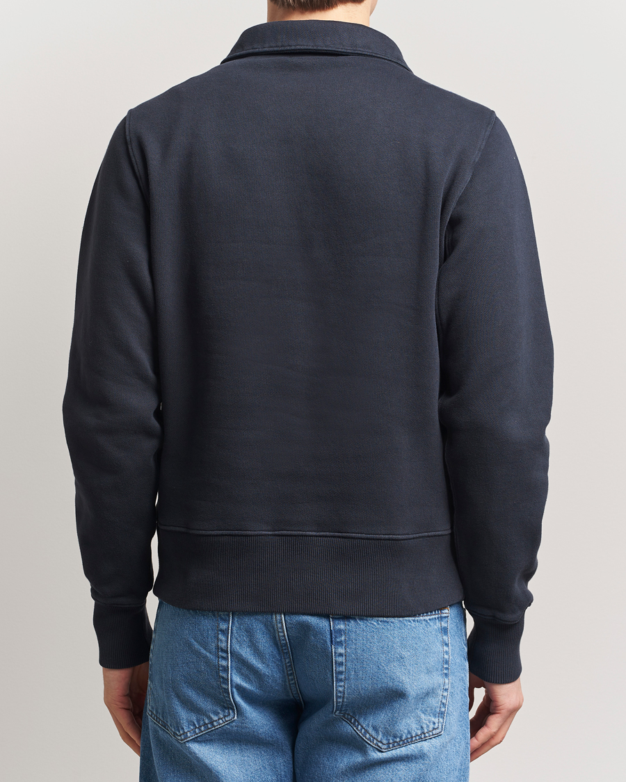 Men | Sweaters & Knitwear | Merz b. Schwanen | Relaxed Fit Vintage Fleece Half Zip Sweat Charcoal