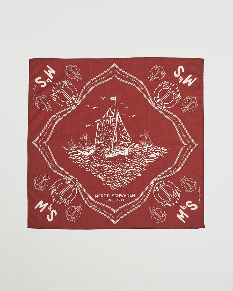 Men | Dress Scarves | Merz b. Schwanen | Cotton Bandana Chestnut