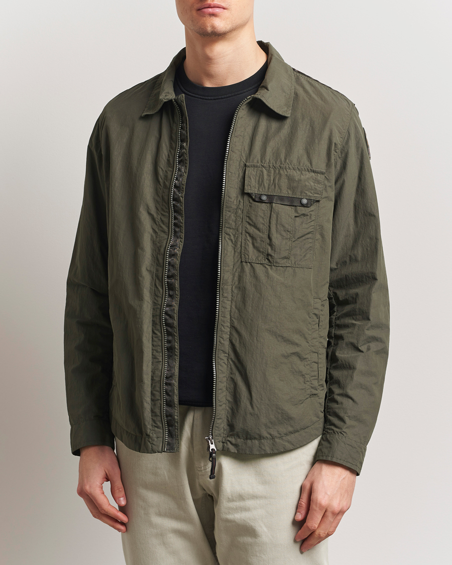Men | Coats & Jackets | Parajumpers | Rayner Peached Poplin Shirt Jacket Kombu Green