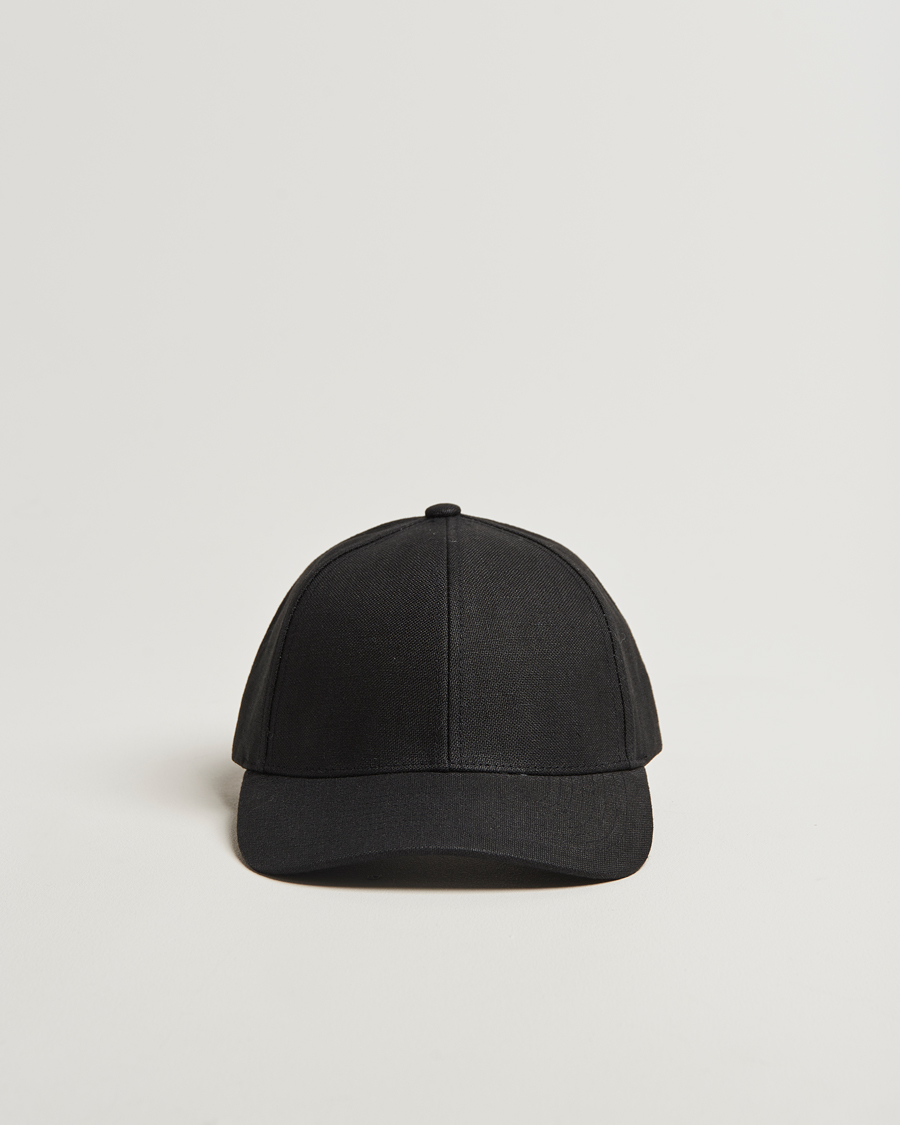 Men | Hats & Caps | Varsity Headwear | Linen Baseball Cap Licorice Black