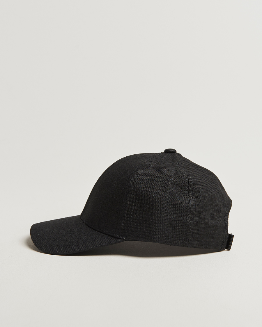 Men | Hats & Caps | Varsity Headwear | Linen Baseball Cap Licorice Black