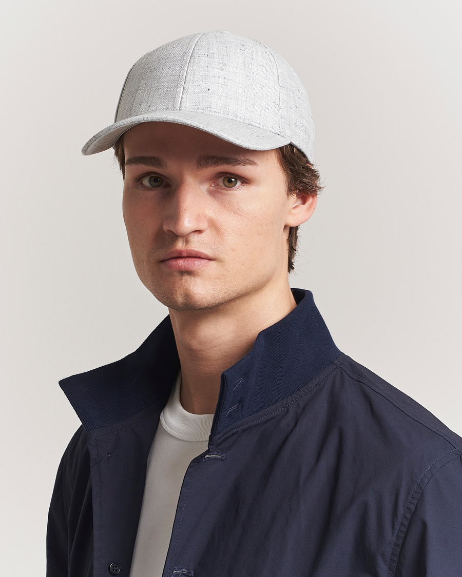 Men | Hats & Caps | Varsity Headwear | Linen Baseball Cap Pebble Grey