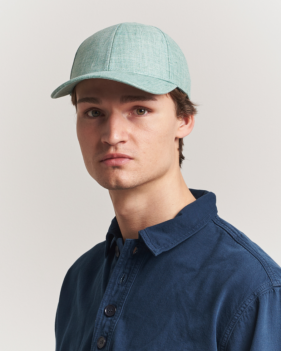 Men | Hats & Caps | Varsity Headwear | Linen Baseball Cap Cyan Green