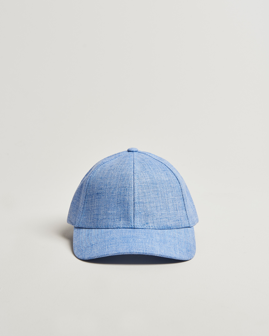 Men | Hats & Caps | Varsity Headwear | Linen Baseball Cap Azure Blue