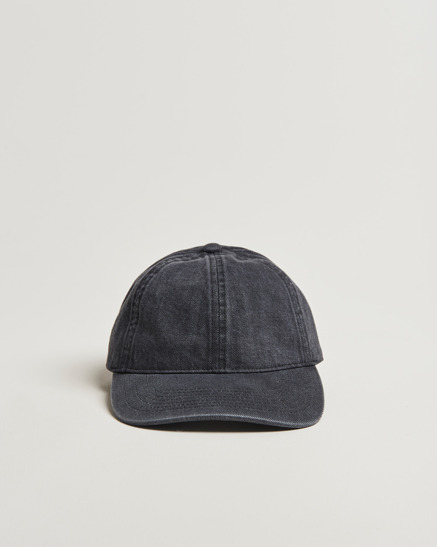 Men | Hats & Caps | Varsity Headwear | Washed Denim Baseball Cap Black