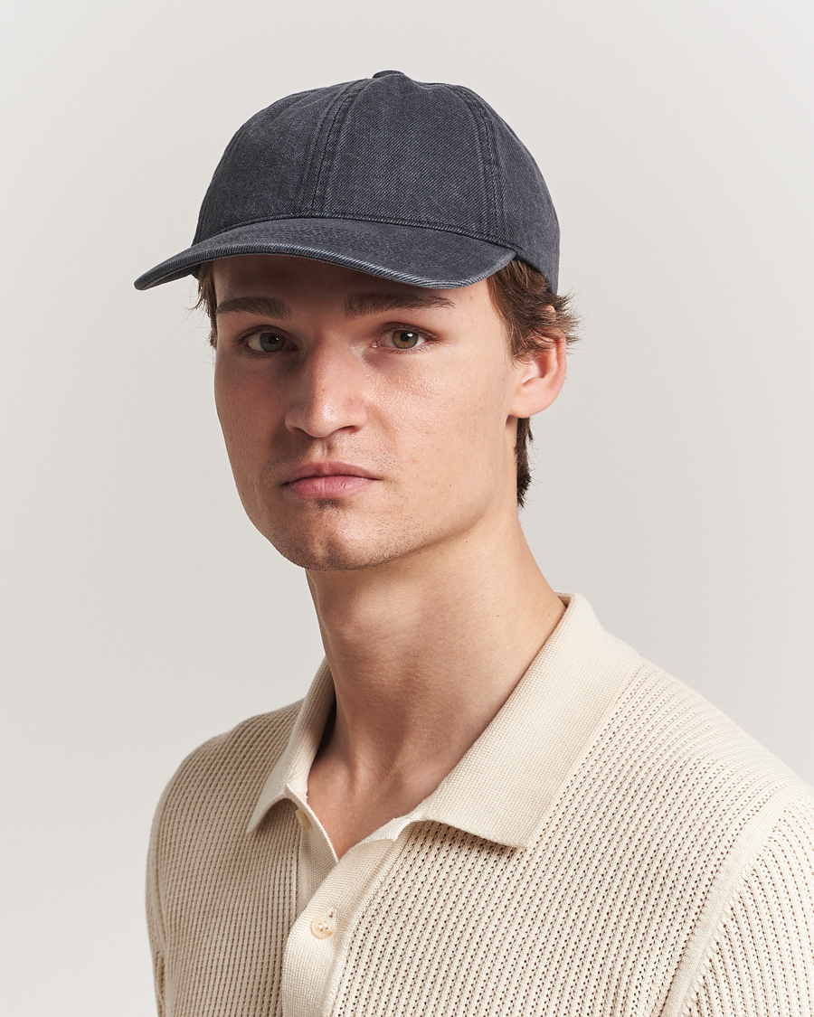 Men | Hats & Caps | Varsity Headwear | Washed Denim Baseball Cap Black