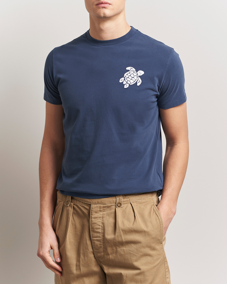 Men | T-Shirts | Vilebrequin | Turtle Embroidery Crew Neck T-Shirt Bleu Marine