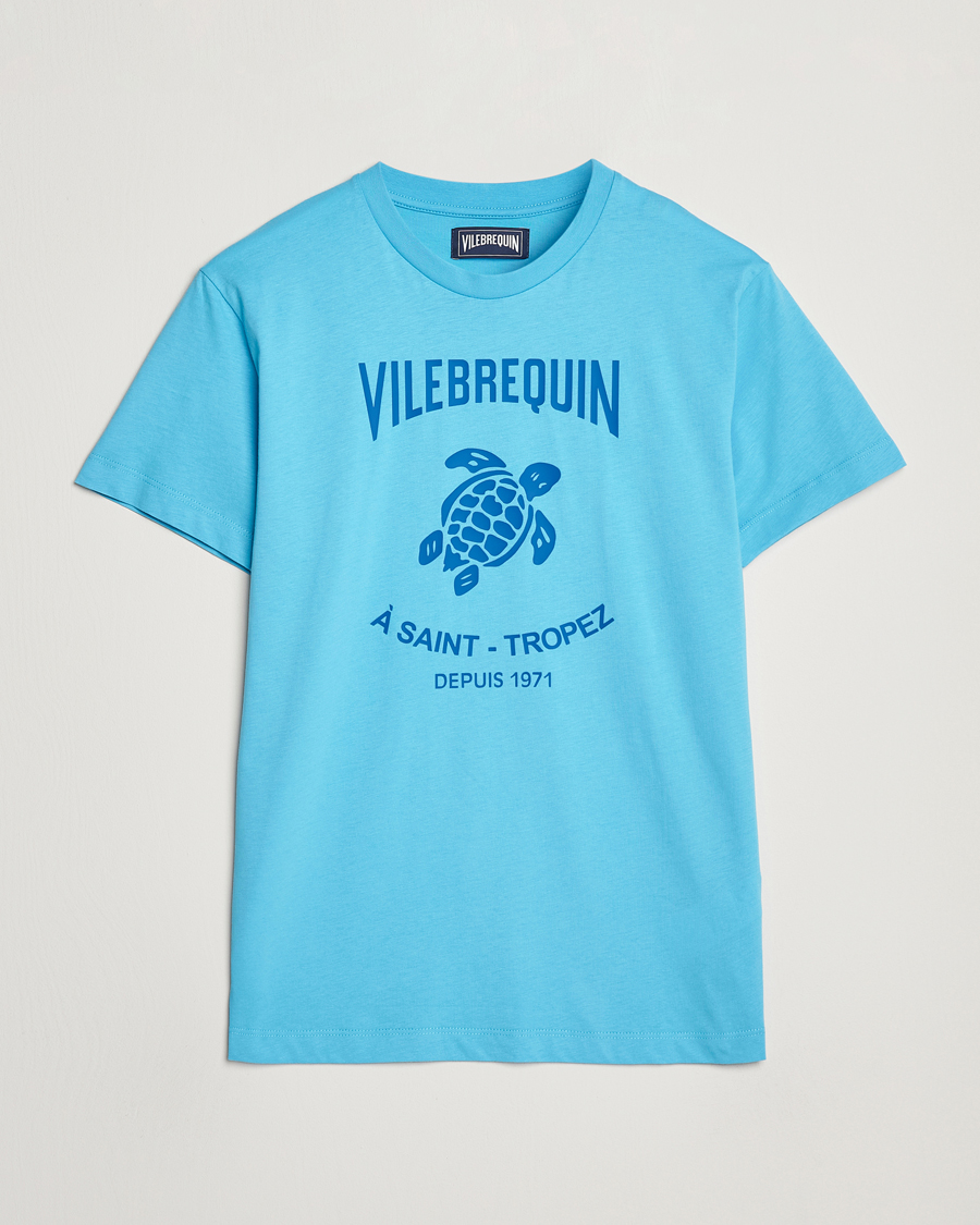 Men | T-Shirts | Vilebrequin | Printed Crew Neck T-Shirt Topaze Bleue