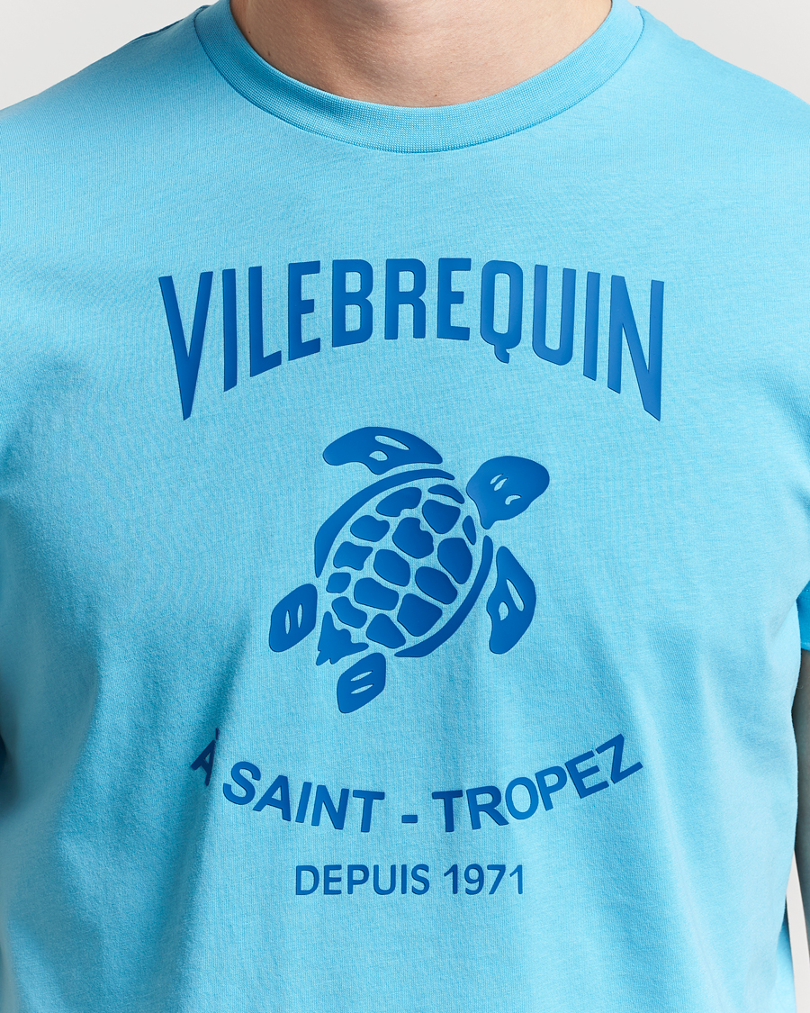 Men | T-Shirts | Vilebrequin | Printed Crew Neck T-Shirt Topaze Bleue