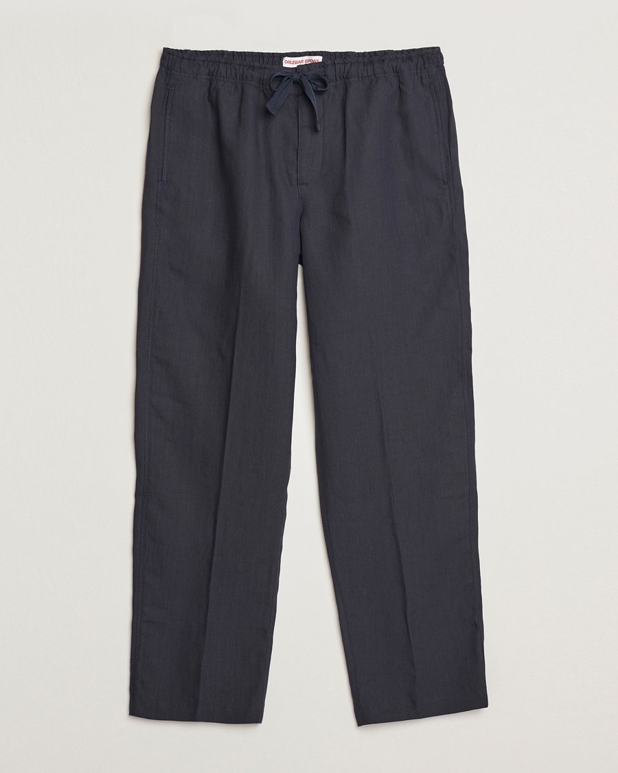 Men | Trousers | Orlebar Brown | Alex Linen Trousers Night Iris