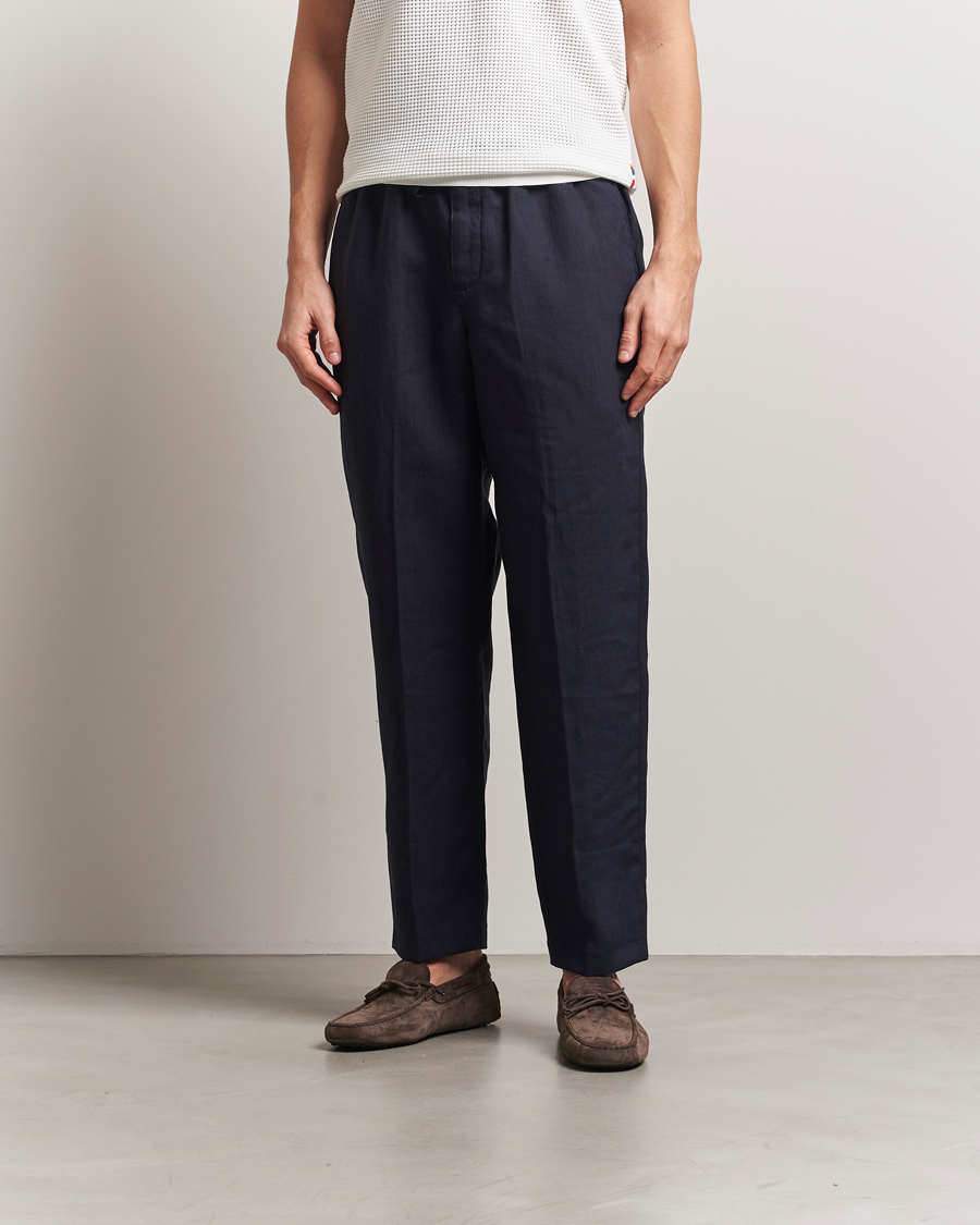Men | Trousers | Orlebar Brown | Alex Linen Trousers Night Iris