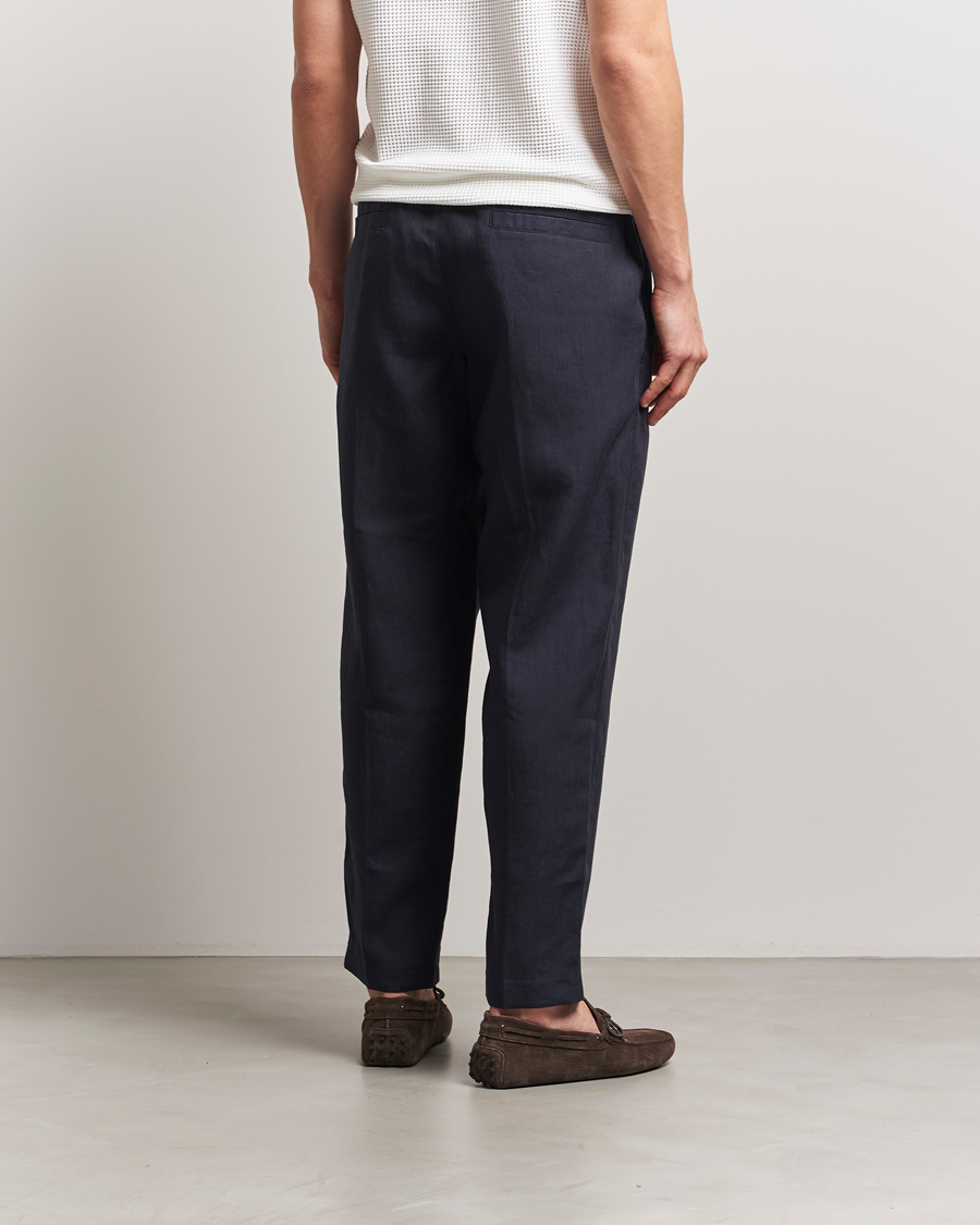 Men | Trousers | Orlebar Brown | Alex Linen Trousers Night Iris