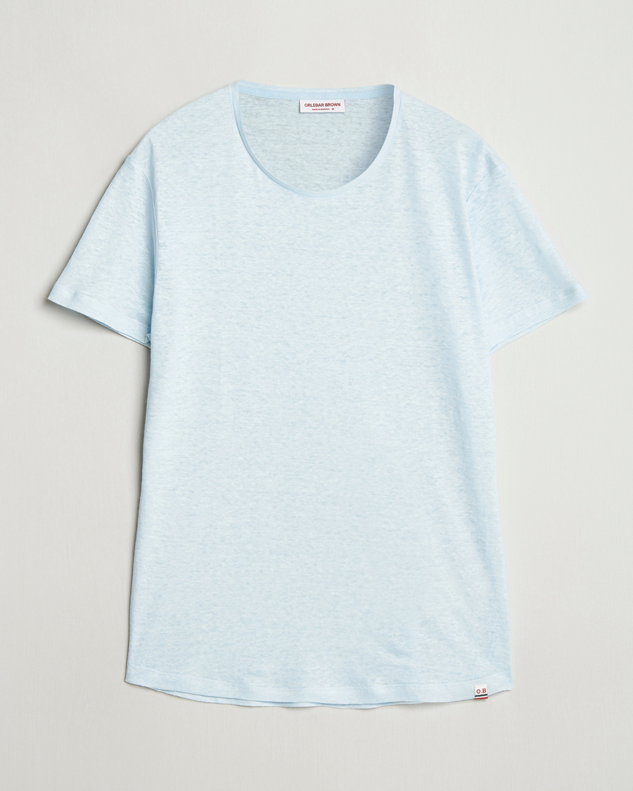 Men | T-Shirts | Orlebar Brown | OB Linen T-Shirt Springwater Blue