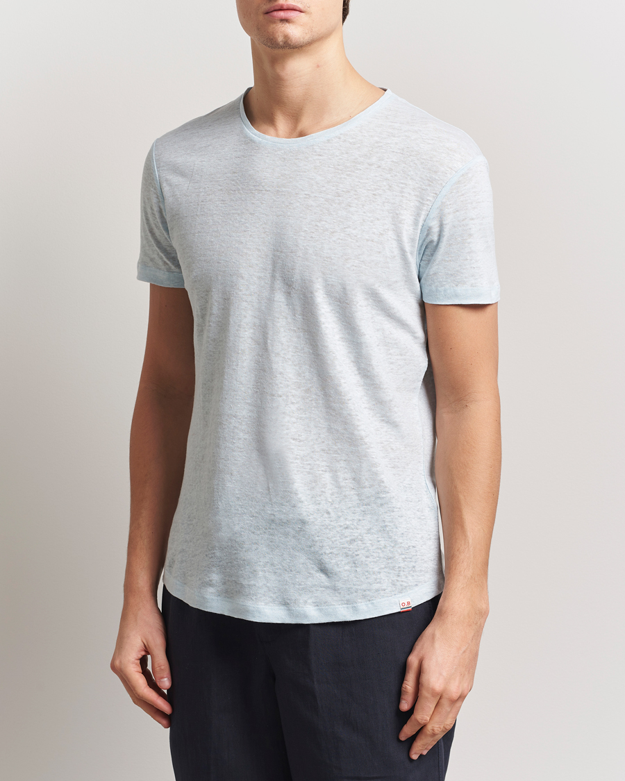 Men | T-Shirts | Orlebar Brown | OB Linen T-Shirt Springwater Blue