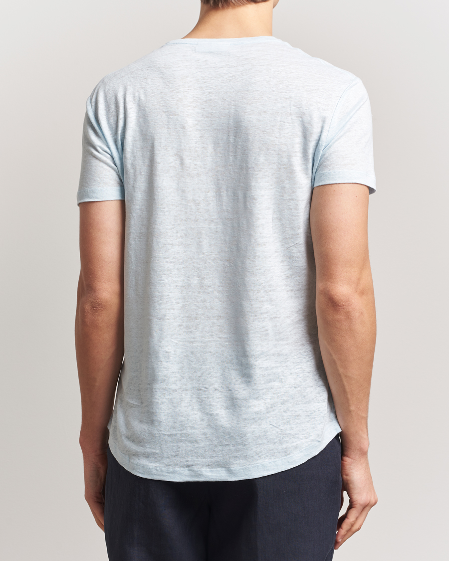 Men | T-Shirts | Orlebar Brown | OB Linen T-Shirt Springwater Blue